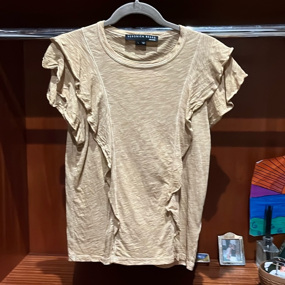Cotton Veronica Beard gold flutter t-shirt